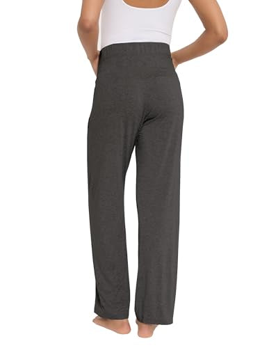 Viscose from Bamboo Maternity Wide Leg Lounge Pajama Pants - color: Dark Grey, size: Small