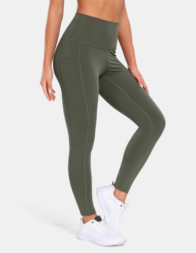 Colorfulkoala Essential 7/8 Leggings with Pockets - color: Army Green, size: Small