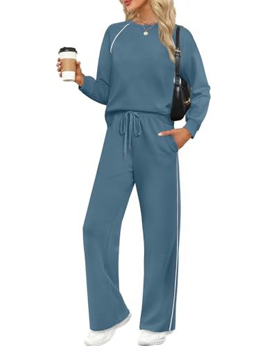 Sampeel Women 2 Piece Lounge Sets Sweatsuit Fall Outfits Matching Sets - color: Blue, size: X-Large