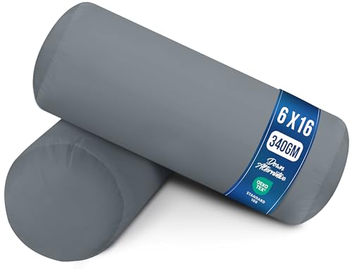Utopia Bedding Bolster Pillow Inserts, 6x16 Neck roll Pillow, 2 Pack, Grey - color: Grey, size: 6x16 Inch (Pack of 2)