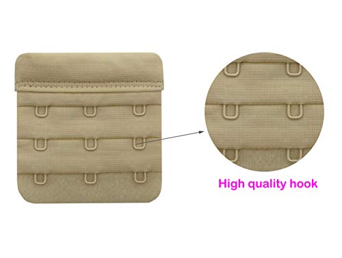 Tamlien Bra Extender 2 Hook/3 Hook/4 Hook/5 Hook, Soft and Comfortable Bra Extension - color: Bra Extender 3 Hook White/Beige