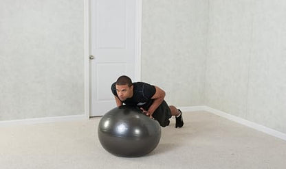 Black Mountain Products Professional Grade Exercise Stability Yoga Ball, Foot Pump, Ball Plug, Plug Puller, 2000 Pounds Static Weight Capacity Antiburst - color: Purple, size: 75 cm