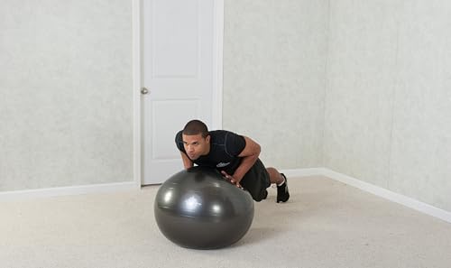 Black Mountain Products Professional Grade Exercise Stability Yoga Ball, Foot Pump, Ball Plug, Plug Puller, 2000 Pounds Static Weight Capacity Antiburst - color: Blue, size: 85 cm