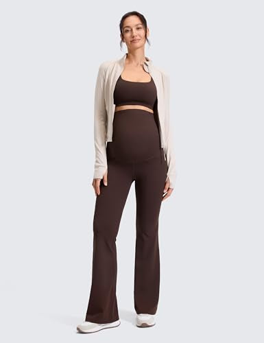 CRZ YOGA Maternity Flare Leggings Pocket 29'' - color: Hot Fudge Brown, size: Medium