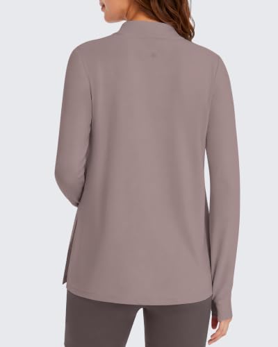 G4Free Lightbreeze Maternity Shirts Long Sleeve Half Zip Mock Neck Yoga - color: Gray Lilac, size: X-Large