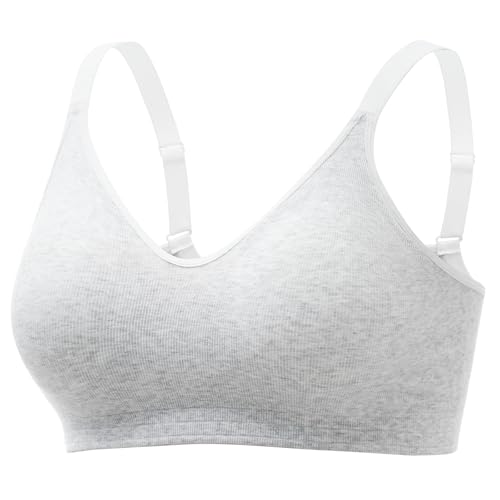 Momcozy Seamless U.S. Cotton Wireless Padded Bras for Women - color: Light Gray, size: 4X-Large