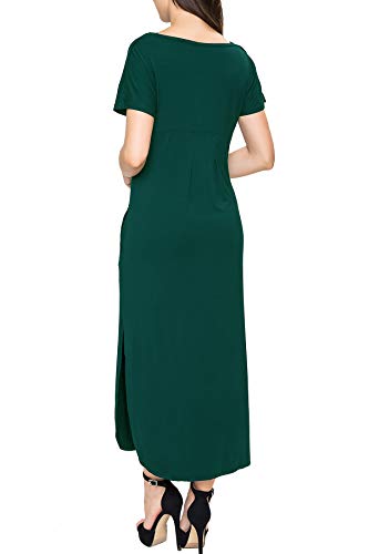 Smallshow Women's Maternity Nursing Dresses Split Long Dress for Breastfeeding - color: Deep Green, size: Small