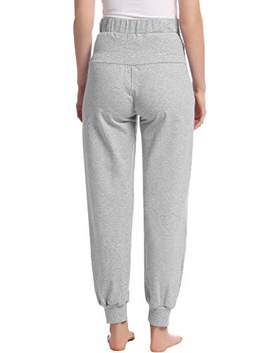 Joyaria Cotton Maternity Jogger Pants Over-the-Belly,Maternity Clothes - color: Grey, size: Medium
