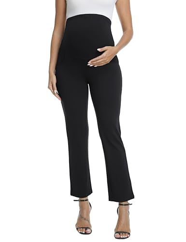 Maternity Pants Work Bootcut Dress Pants - color: Black, size: XX-Large