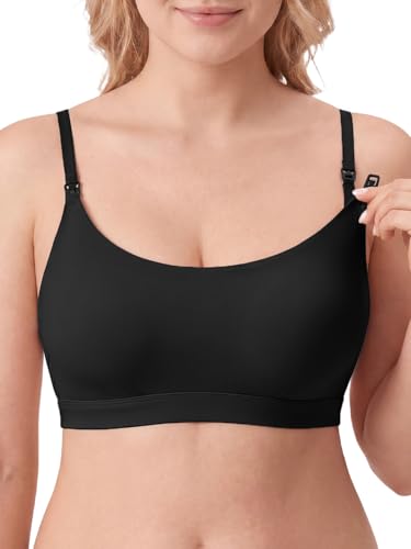 Nursing Bra for Breastfeeding Seamless Wireless Maternity Bra - color: Balck, size: X-Large