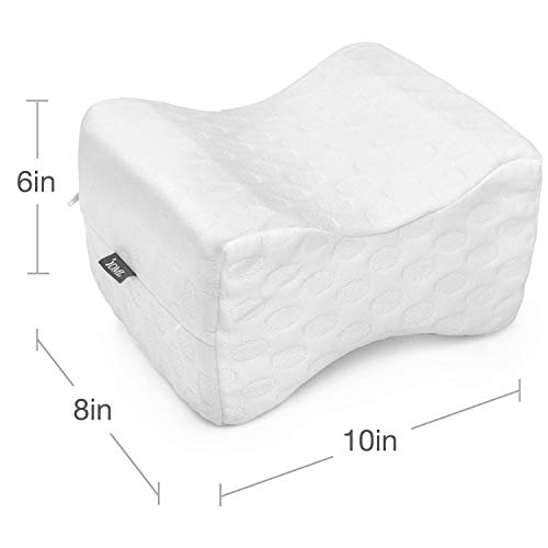 DMI Contoured Memory Foam Knee Wedge Pillow for Sleeping, Sciatica Pain Relief, Hip & Back Pain, Leg Pillow for Side Sleepers, Bed Positioner, White (Pack of 1)