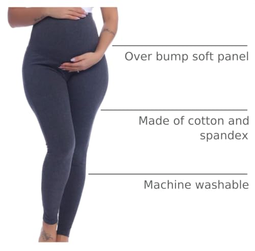 Joyaria Cotton Maternity Leggings Over-the-Belly,Maternity Clothes - color: Dark Grey, size: Large