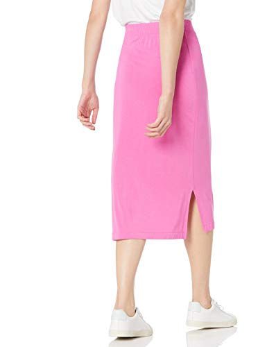 Amazon Essentials Women's Pull-On Knit Midi Skirt with Elastic Waist, Slits - color: Bright Pink, size: X-Small