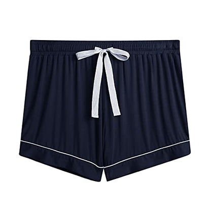 Cherrydew Women's Bamboo Viscose Cooling Button Up Pajama Shorts Set - color: Navy, size: Small