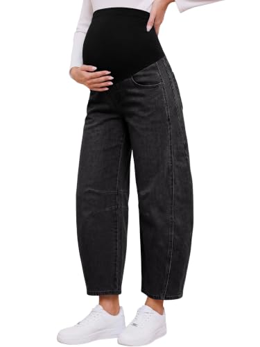 Yoklass Maternity Denim Pregnancy Cropped Pants for Pregnant Women - color: Charcoalgrey, size: 3X-Large