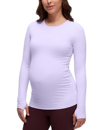 CRZ YOGA Maternity Crewneck Top - color: Lavender Frost, size: Medium