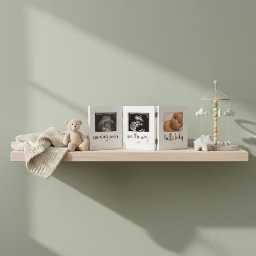 Pearhead Triple Sonogram Keepsake Picture Frame, White - color: Hello Baby Triple Sonogram Frame