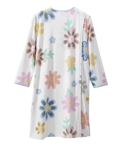Silverts Women's Adaptive Open Back Nightgown, Assisted Dressing Sleepwear - color: Metallic Flower, size: Large