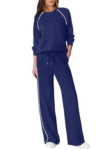 Sampeel Women 2 Piece Lounge Sets Sweatsuit Fall Outfits Matching Sets - color: Dark Blue, size: XX-Large