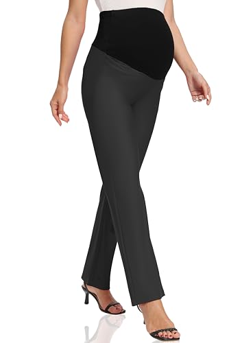 Foucome Women's Maternity Pants Over Belly Dress Work Pants - color: Dark Grey, size: Small