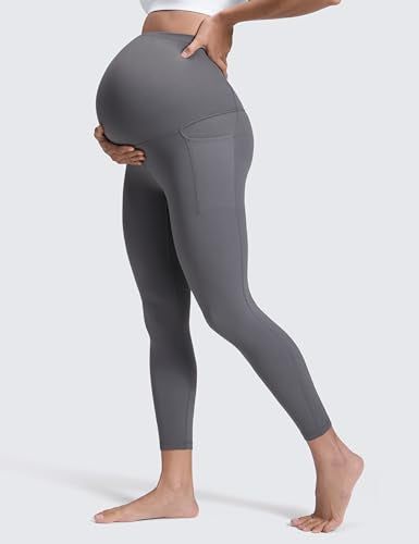 CRZ YOGA Maternity Leggings Pockets 25" - color: Dark Carbon, size: Medium