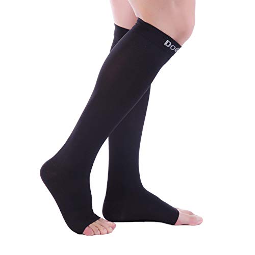 Doc Miller Open Toe Compression Socks 30-40 mmHg for Women & Men, 1 Pair - color: Black, size: Medium Tall