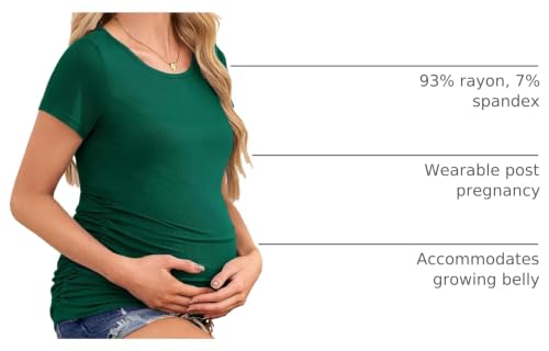Smallshow Women's Ribbed Ruched Maternity Shirts 3 Packs - color: Black-deep Green-light Grey(3 Pack), size: Medium