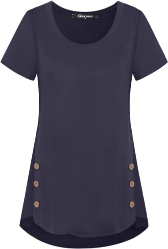 Quinee Women's Casual Button Side Nursing Tops Maternity Breastfeeding Tunic - color: Deep Blue, size: Large