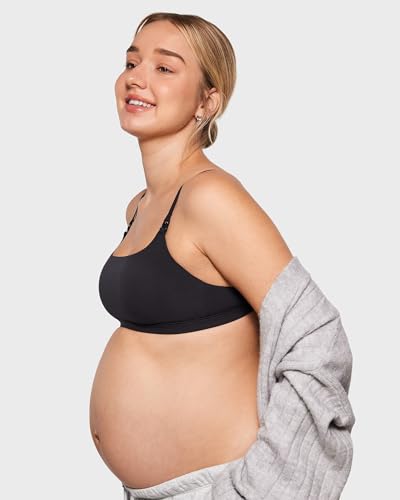 INLYRIC Women's Inbarely Soft Nursing Bras Unlined Bralettes Maternity Bra for Breastfeeding Unpadded Comfy Sleep Seamless - color: Black, size: Large