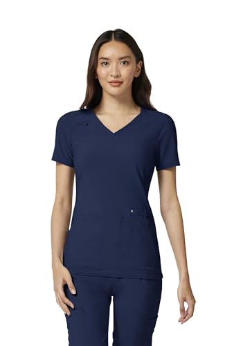 Cherokee Women's Medical Scrub Top Iflex V-Neck Knit Panel Top CK605 - color: Navy, size: X-Small