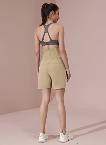 Maacie Maternity 5" Hiking Shorts with Pockets - color: Khaki, size: Small