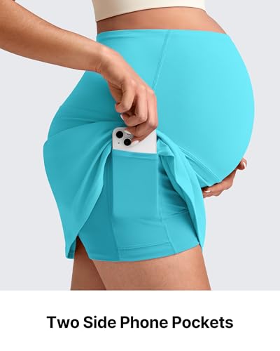 G4Free BareFeel Maternity Skirt with 2 Pockets Pregnancy Shorts Tennis Golf - color: Sky Blue, size: Large