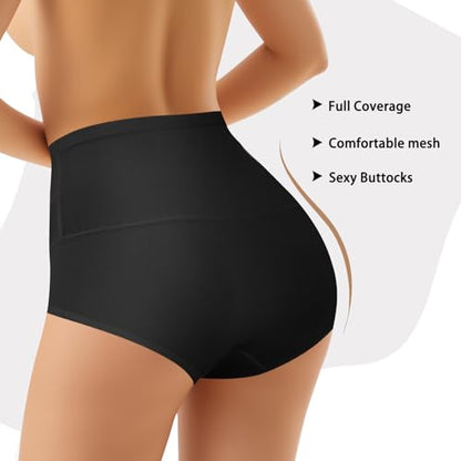 Women's High Waisted Underwear, Tummy Control high cut Panties Full Coverage Postpartum Briefs underwear 4 pack - size: Small