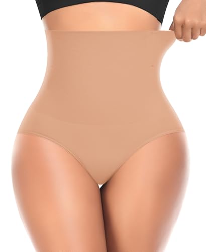 Werena Tummy Control Shapewear for Women High Waisted Body Shaper Panties Slimming Girdle Shaping Briefs - color: 1# Latte, size: Large