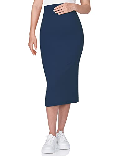 POSHDIVAH Maternity Skirt Over The Belly - color: Navy Blue, size: Large