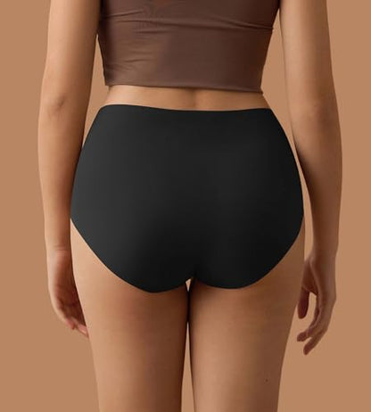 SHARICCA Seamless High Waisted Briefs Underwear Womens No Show Panties Pack - color: All Black, size: 4X-Large