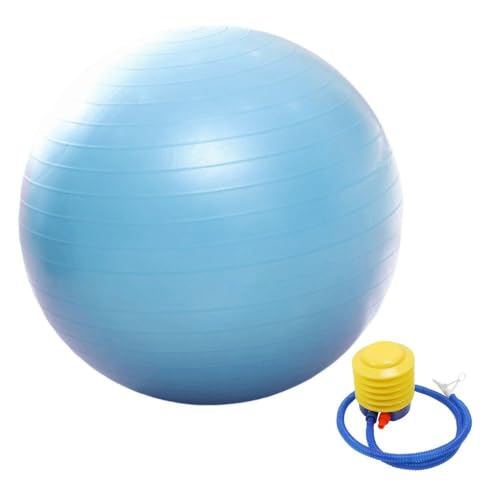 Exercise Ball, Blue Ribbed PVC Yoga Stability Anti-Burst Ball with Pump, 55cm 65cm 75cm for Balance Training and Core Workout - size: 65cm