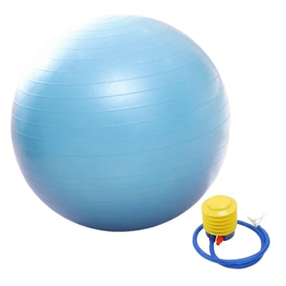 Exercise Ball, Blue Ribbed PVC Yoga Stability Anti-Burst Ball with Pump, 55cm 65cm 75cm for Balance Training and Core Workout - size: 65cm