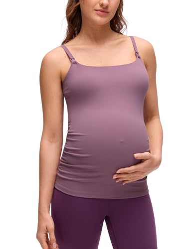 CRZ YOGA Maternity Nursing Tank Tops - color: Light Lavender, size: Large