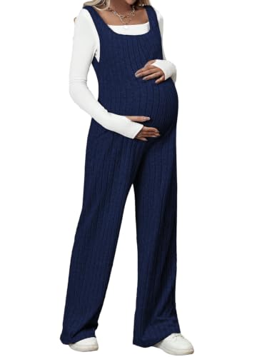 BLENCOT Maternity Jumpsuit Sleeveless Square Neck Wide Leg Pants Romper - color: Black, size: Small