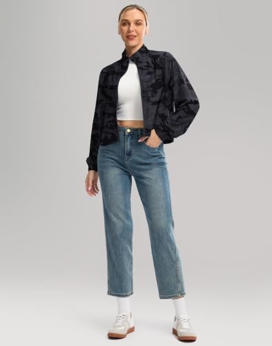 Soothfeel Women's Athletic Lightweight Jacket UPF 50+ Sun Protection Shirts - color: Grey Camo, size: Small
