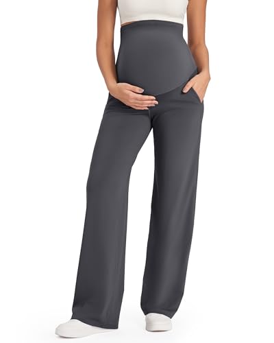 G4Free EverGoing Maternity Pants Over the Belly Pregnancy Work Trousers - color: Dark Gray, size: X-Large