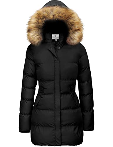WenVen Women's Winter Thickened Long Puffer Coat Warm Parka Jacket - color: Black, size: 4X-Large