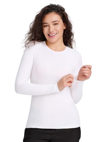 COZYFIT 3 Pack Underscrub Long Sleeve Women, Undershirts, High Crew Neck - color: Black/Black/White, size: 3X-Large