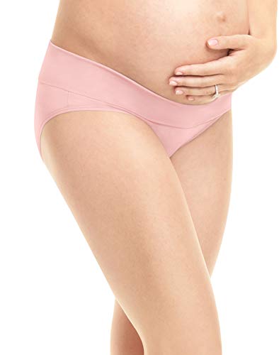 PLAYTEX Women's Maternity Fold Down Modern Brief Panties 3-pack - color: In the Navy Dot/White/Gentle Peach, size: Medium
