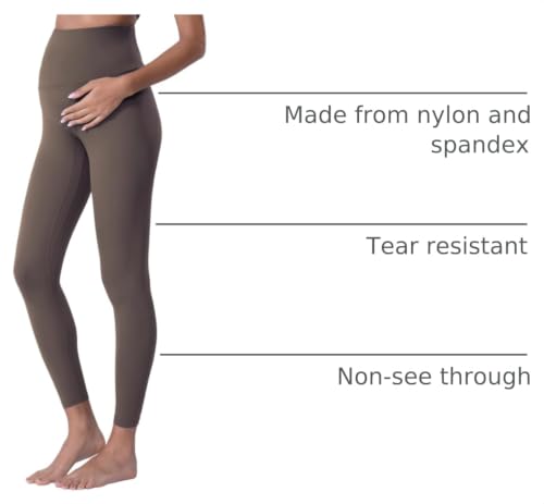 POSHDIVAH Maternity Leggings for Women Pregnancy Yoga Pants - color: Brown, size: Medium