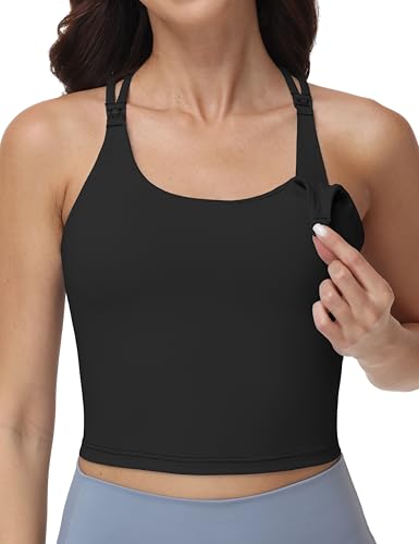 Nursing Tank Tops for Breastfeeding Crop Top - color: Black, size: XX-Large