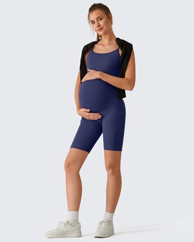 G4Free BareFeel Built in Bra Maternity Romper Smart Back Opening Jumpsuit - color: Royal Blue, size: Large