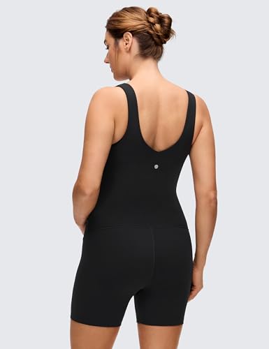 CRZ YOGA Maternity V Neck Romper - color: Black, size: XX-Small
