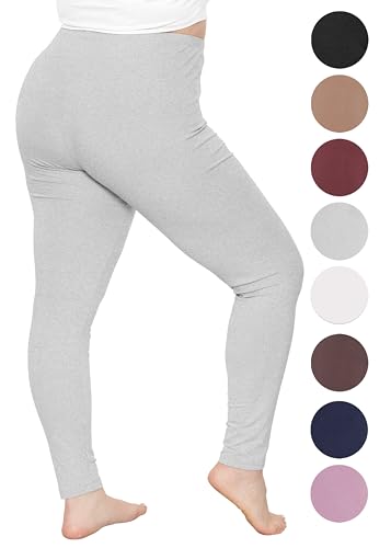 STRETCH IS COMFORT Women's and Plus Size High Rise Knee and Ankle Leggings - color: Heather Gray, size: Large